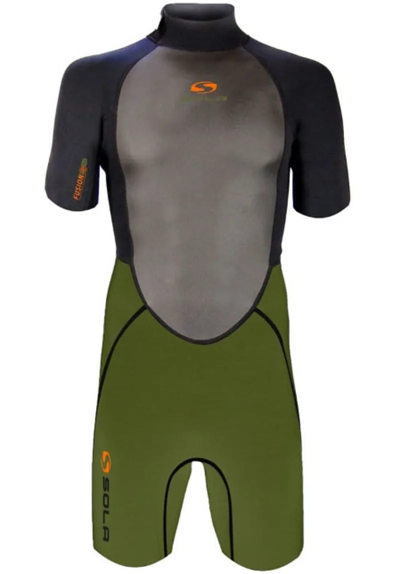 Sola Men's Fusion 3/2 Shortie Wetsuit Black/Khaki